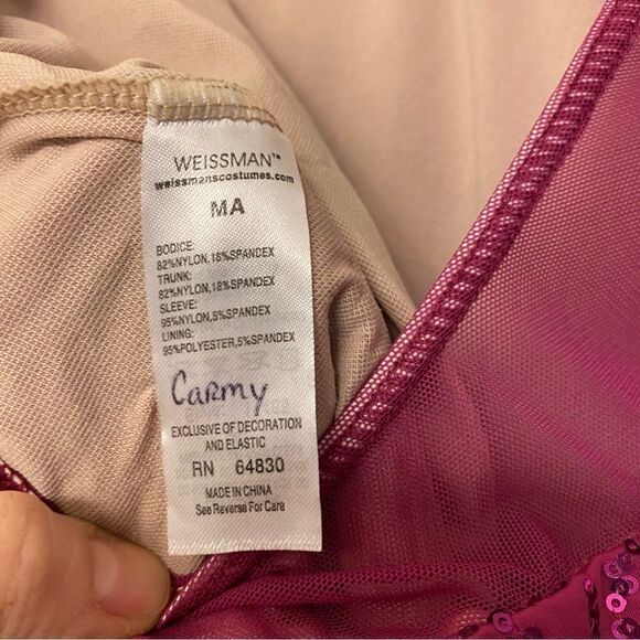 WEISSMAN Dance Costume hot pink sequin long sleeve dress Happier 11465 adult MA - Picture 8 of 10